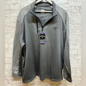 Callaway 1/4 zip pullover gray men’s XXL UPF Protection side‎ pockets NWT